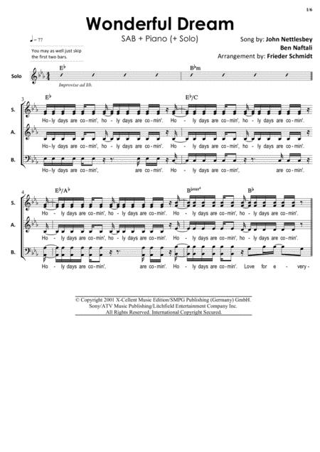 Free Sheet Music Wonderful Dream Sab