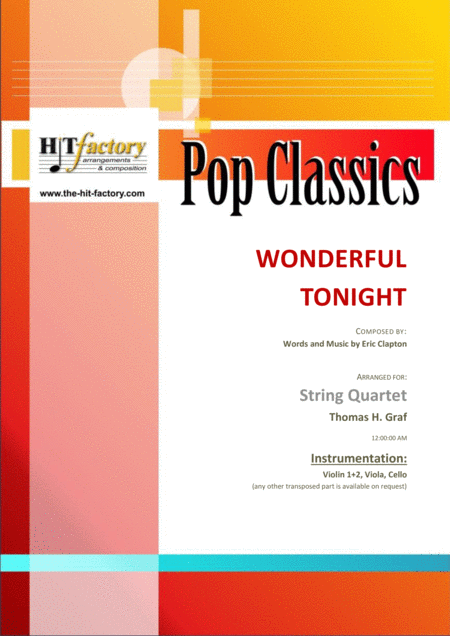 Wonderful Tonight Eric Clapton String Quartet Sheet Music