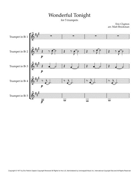 Free Sheet Music Wonderful Tonight For 5 Trumpets