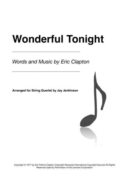 Free Sheet Music Wonderful Tonight For String Quartet