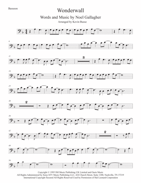 Free Sheet Music Wonderwall Bassoon