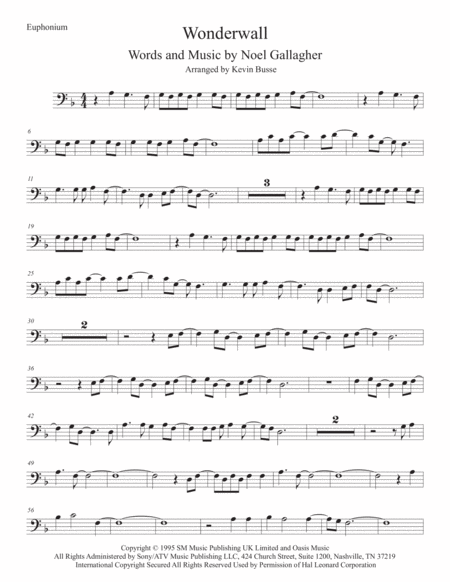 Wonderwall Euphonium Sheet Music