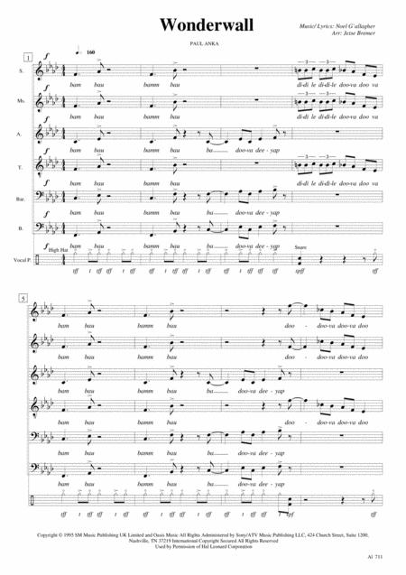 Wonderwall Saatbb A Cappella Sheet Music