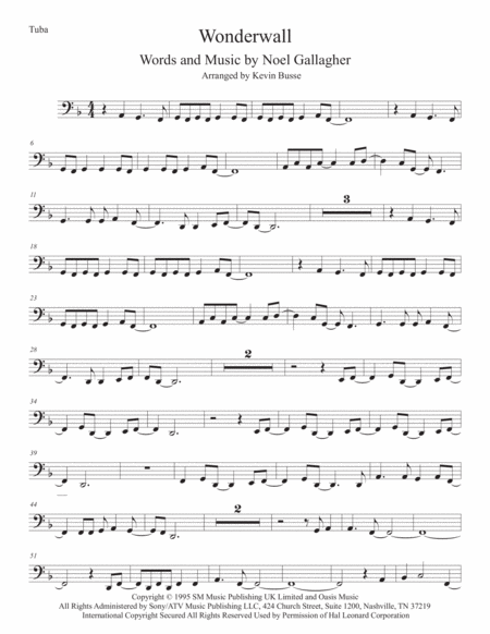 Wonderwall Tuba Sheet Music