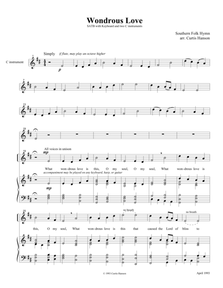 Wondrous Love Satb Version 3 Sheet Music