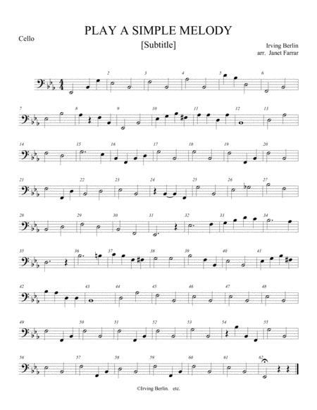 Wont You Play A Simple Melody Sheet Music