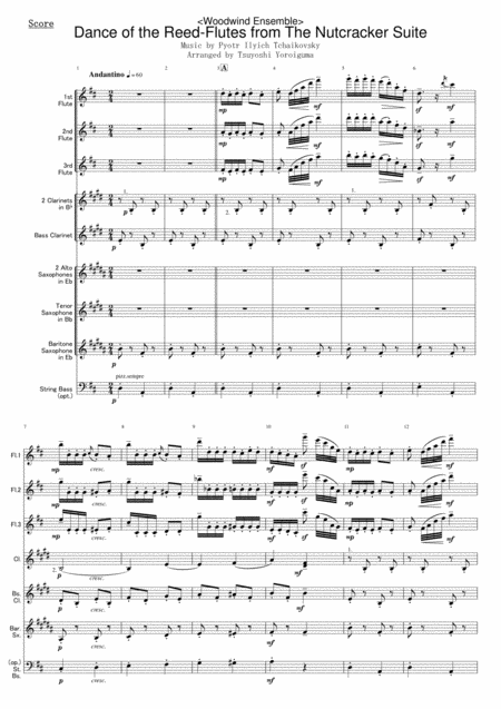 Woodwind Ensemble Dance Of The Reed Flutes From The Nutcracker Suite Sheet Music