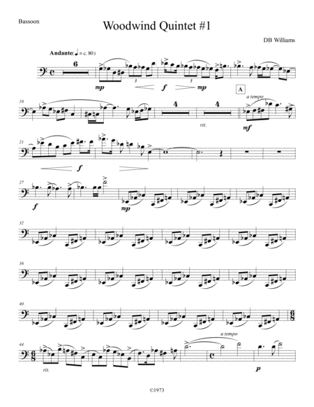 Woodwind Quintet 1 Bassoon Sheet Music