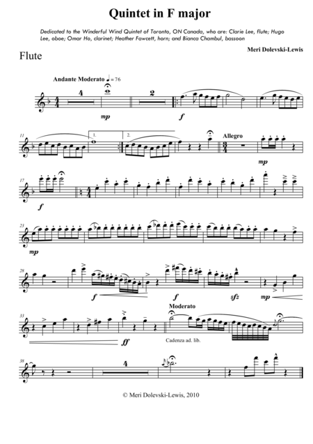 Free Sheet Music Woodwind Quintet In F Major