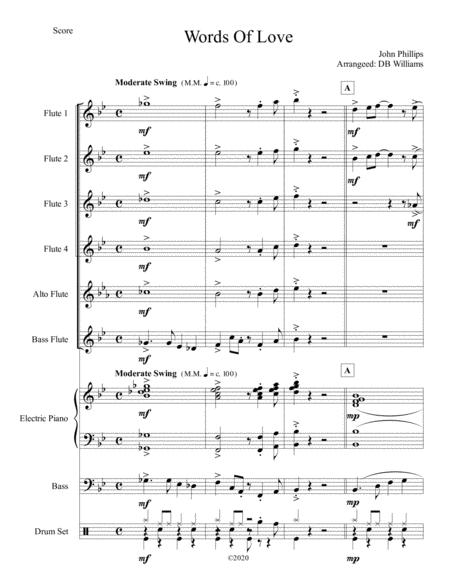 Free Sheet Music Words Of Love Flute Choir