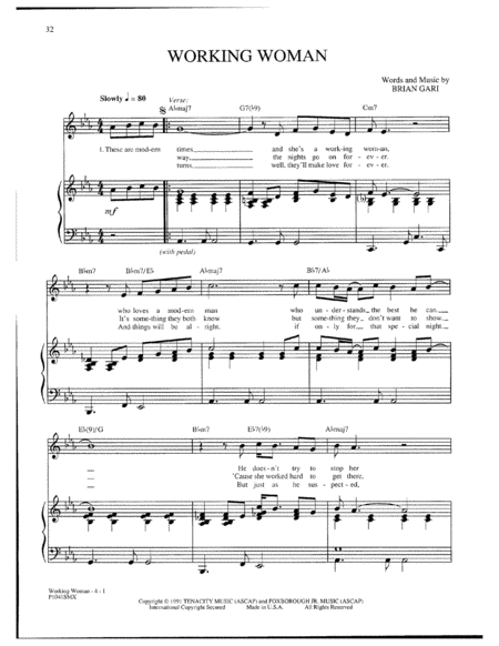 Free Sheet Music Working Woman