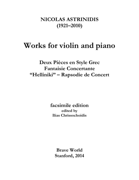 Works For Violin And Piano Sheet Music