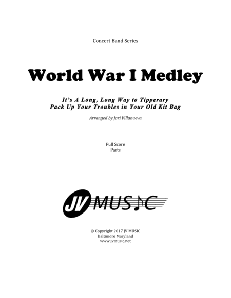Free Sheet Music World War I Wwi Medley For Concert Band