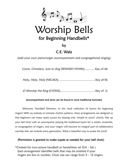 Worship Bells Three Hymns For Beginning Handbells Sheet Music