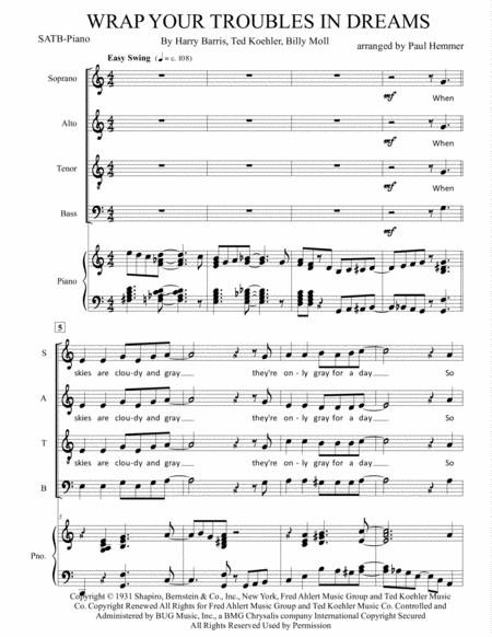 Wrap Your Troubles In Dreams And Dream Your Troubles Away Satb Piano Advanced Sheet Music