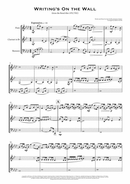 Writing On The Wall From Spectre For Wind Trio Fl Cl Bsn Sheet Music