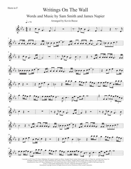 Writings On The Wall Original Key Horn In F Sheet Music