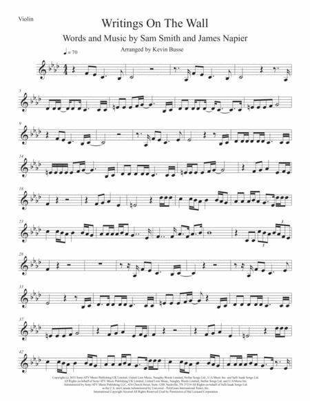 Free Sheet Music Writings On The Wall Original Key Violin