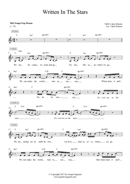 Written In The Stars Sheet Music