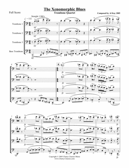Xenomorphic Blues For 4 Trombones Quartet Sheet Music