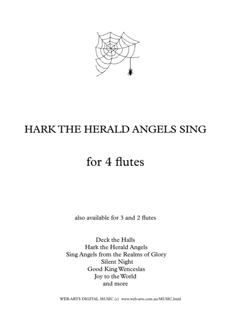 Xmas Hark The Herald Angels For 4 Flutes Sheet Music