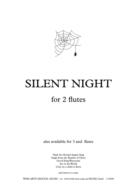 Xmas Silent Night Arranged For 2 Flutes Sheet Music