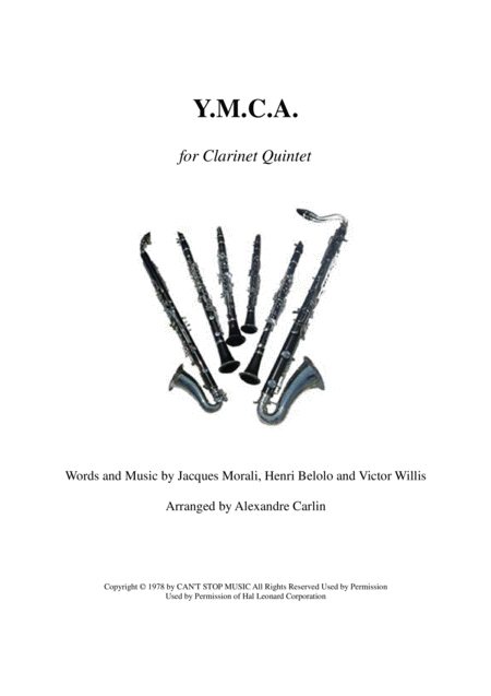 Y M C A Clarinet Quintet Or Ensemble Sheet Music