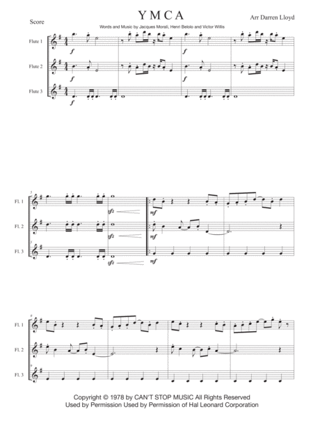 Y M C A Flute Trio Sheet Music