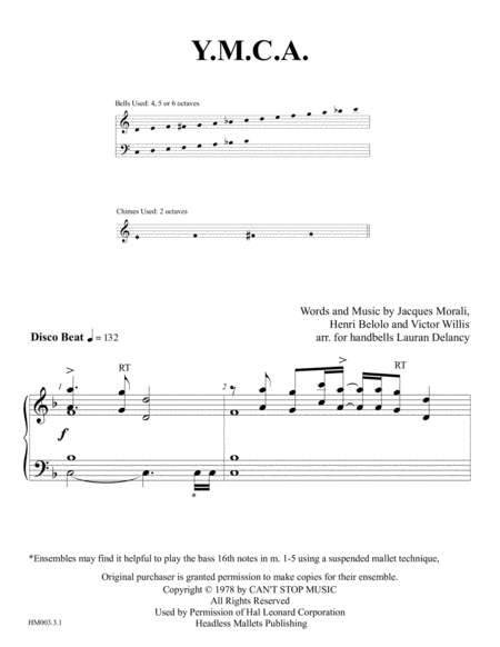 Free Sheet Music Y M C A