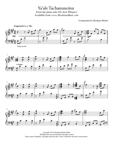 Free Sheet Music Ya Ale Tachanuneinu