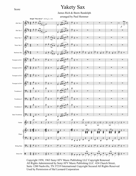 Yakety Sax For Stage Band Featuring Entire Sax Section Sheet Music