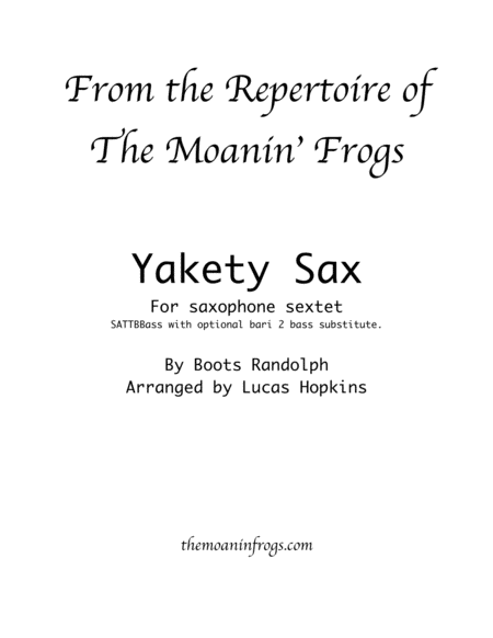 Yakety Sax Saxophone Sextet Sheet Music