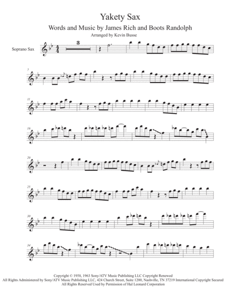 Free Sheet Music Yakety Sax Soprano Sax Full Solo Part