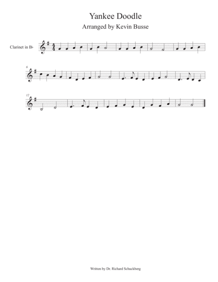 Yankee Doodle Clarinet Sheet Music