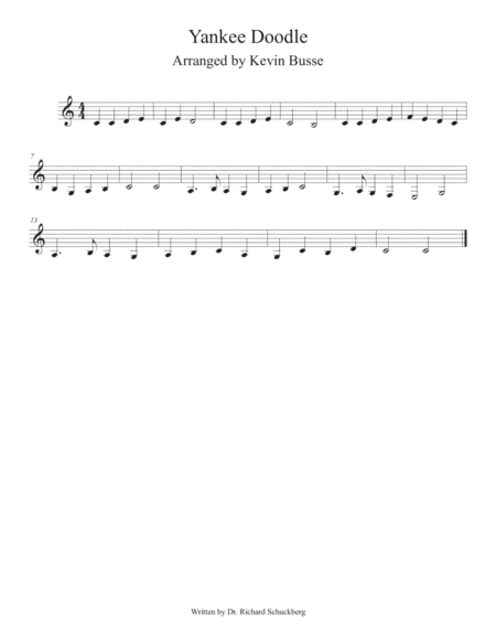 Free Sheet Music Yankee Doodle Easy Key Of C Trumpet
