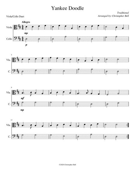 Yankee Doodle Easy Viola Cello Duet Sheet Music