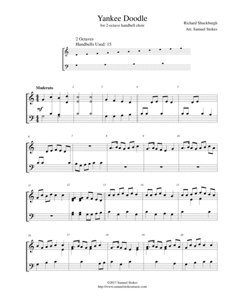 Yankee Doodle For 2 Octave Handbell Choir Sheet Music