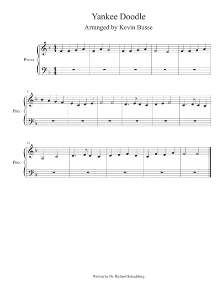 Yankee Doodle Piano Sheet Music