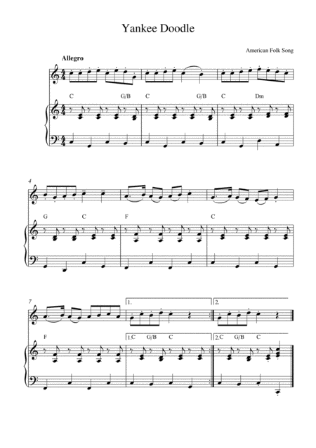 Free Sheet Music Yankee Doodle