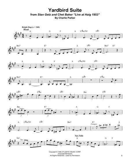 Yardbird Suite Sheet Music