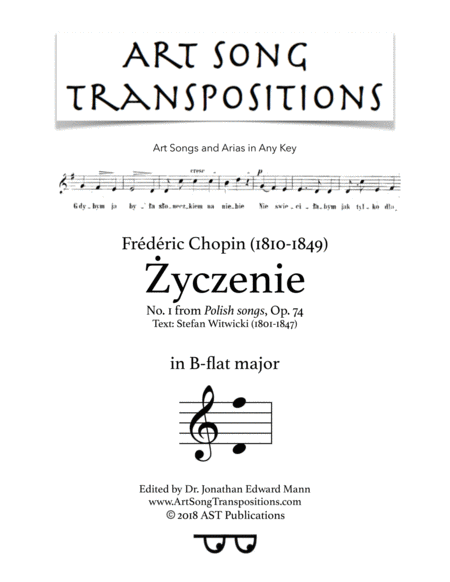 Free Sheet Music Yczenie Op 74 No 1 B Flat Major