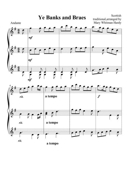 Ye Banks And Braes Scottish Song For Three Guitars Sheet Music