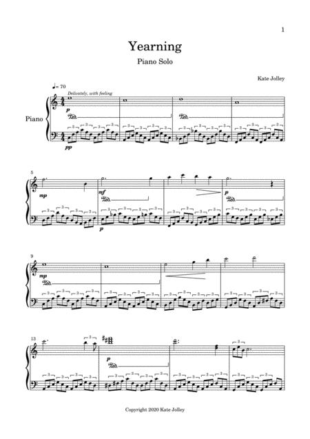 Yearning Piano Solo Sheet Music