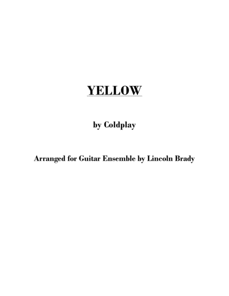 Yellow By Coldplay Guitar Ensemble Parts Only Sheet Music