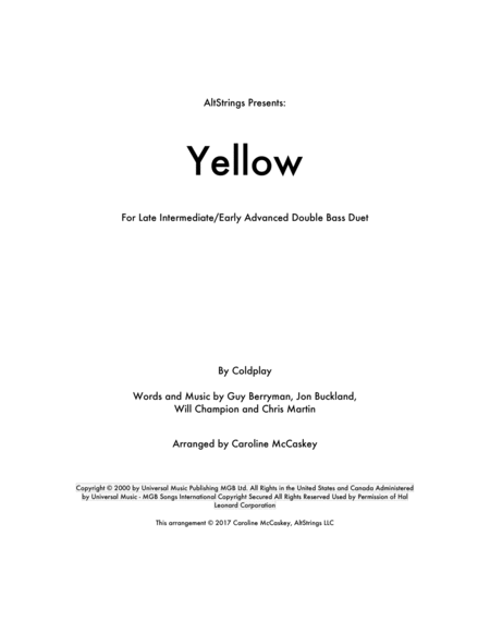 Yellow Double Bass Duet Sheet Music