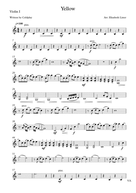 Free Sheet Music Yellow String Quartet