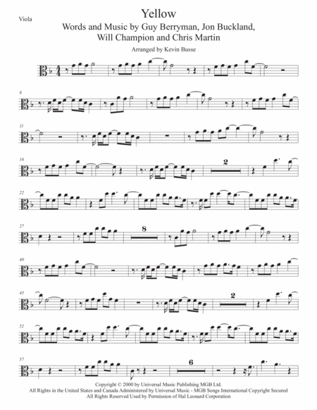 Free Sheet Music Yellow Viola