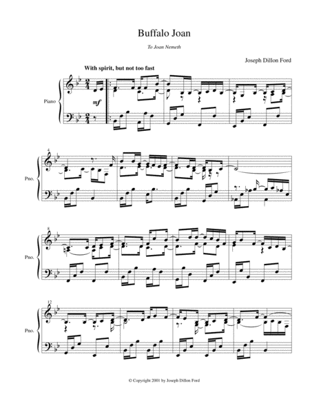 Yellowstone Joan In B Flat For Piano Solo Sheet Music