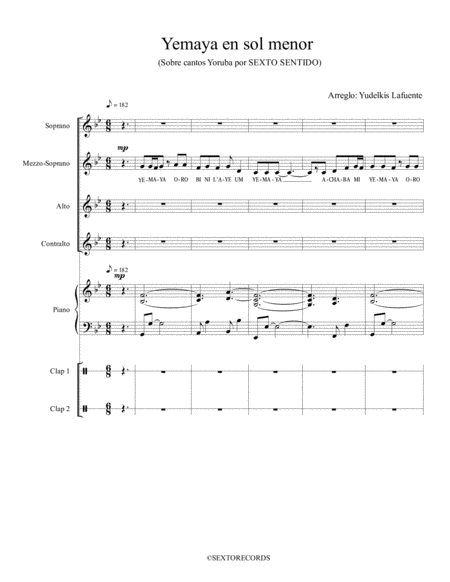 Free Sheet Music Yemaya En Sol Menor