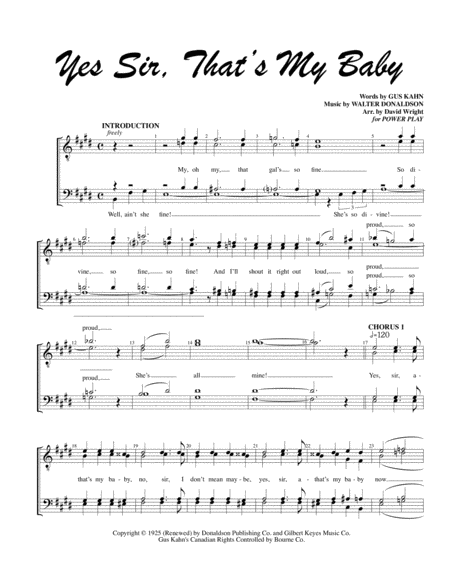 Yes Sir Thats My Baby M Quartet Pricing Sheet Music